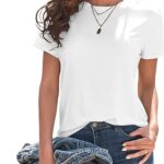 KevaMolly Basic T Shirts for Women UPF 50+ Short Sleeve Casual Summer Tops Trendy Solid Loose Fit Tshirt